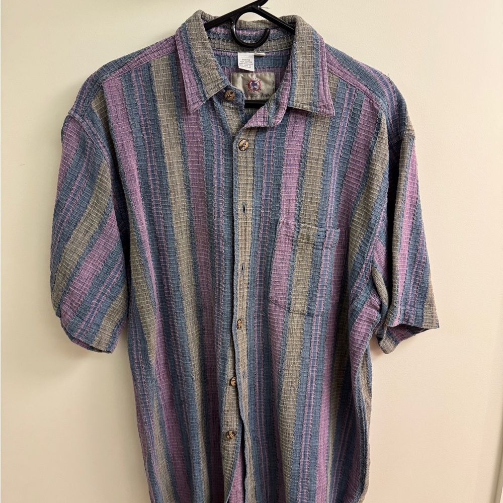 The Territory Ahead Men's Striped Casual Shirt - Purple, Blue, Gray